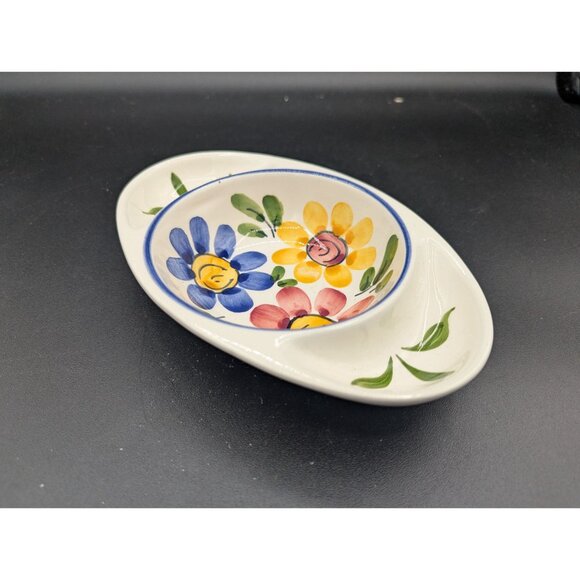Hand Painted Amfora Portugal Ceramic Floral Pattern Oval Olive Dish - Picture 6 of 10